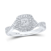 14kt White Gold Princess Diamond Halo Bridal Wedding Engagement Ring 3/4 Cttw